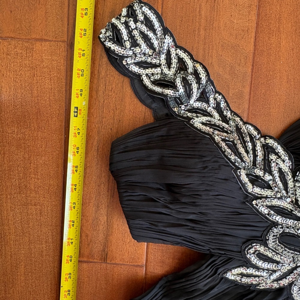 Cassandra Stone‎ Mac Duggal Black One Shoulder Sequin Cutout Gown Dress Size 8 - Picture 13 of 14